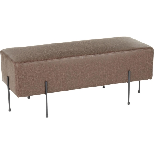 Daniella Bench in Espresso Leatherette & Black Metal